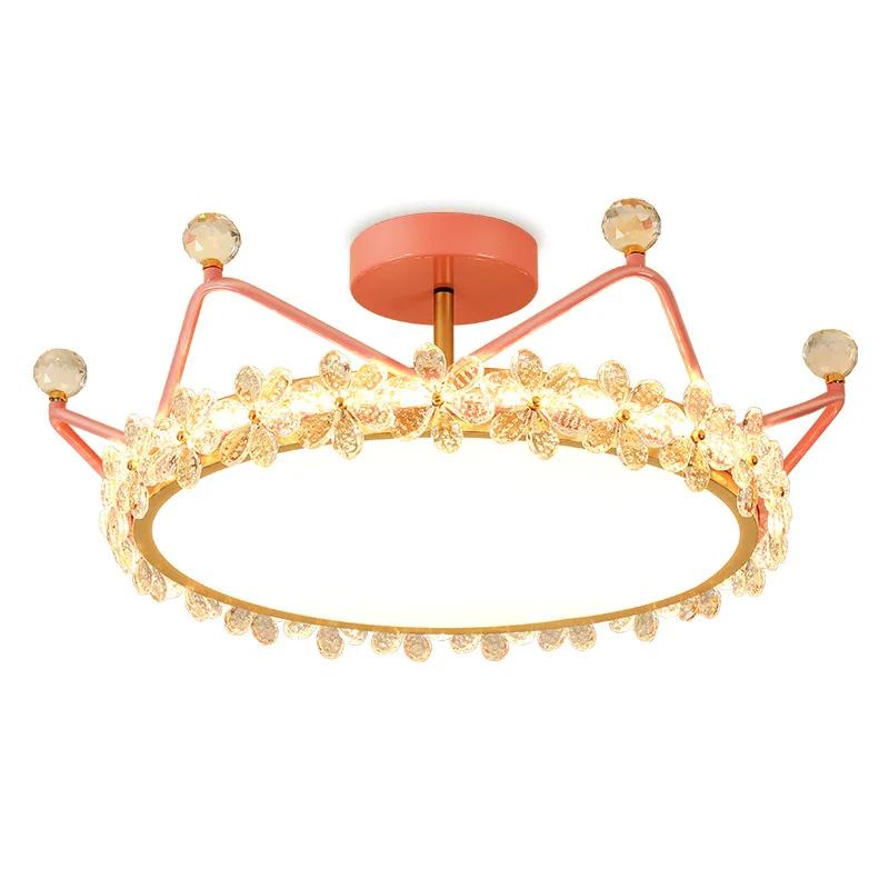 

Современная простая новая хрустальная люстра в форме короны, лампа для спальни, гостиной, кабинета, главной спальни, роскошная люстра в форме короны, лампа 50cm&Warm White розовый