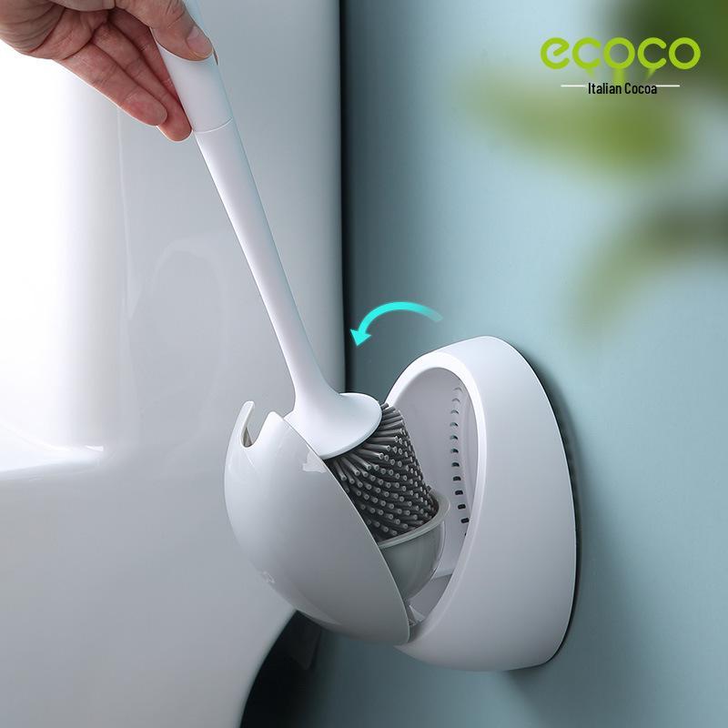 Yikoko Wall-Mounted Silicone Toilet Brush Set with Dead-Angle Design