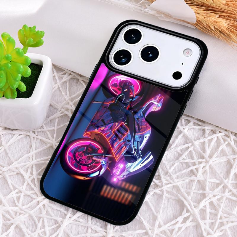 Neon Motorcycle Biker Shockproof Phone Case for iPhone 17 Air 16e 15 11 12 14 13 Pro Max Cover Coque