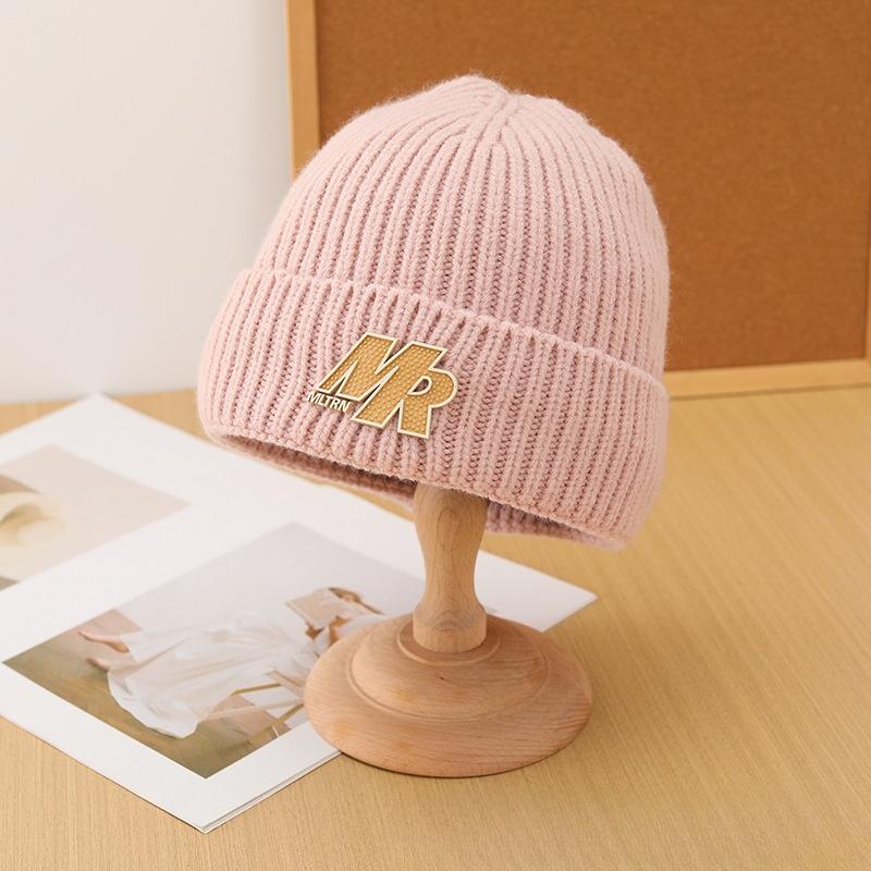 Korean Style Autumn and Winter Label Woolen Hat for Women Velvet Thickened Warm Knitted Hat Versatile Fashionable Cold Hat