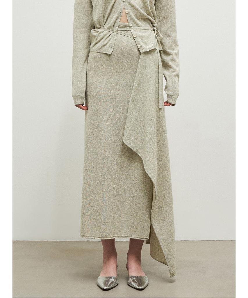 Anggae Knit Wrap Long Skirt Khaki