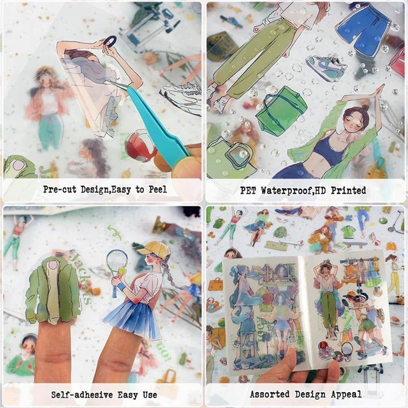 Women Journal Sticker Book PET People Stickers For Journaling Scrapbooking Junk Journal Supplies Office Quiet