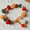 Exquisite Golden Silk Jade Beaded Bracelet with Safety Tassel for Women & Men