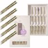 Korean Flat Chopsticks [5 Sets][Made in Korea] 304 Premium Stainless Steel Mukbang Utensil Cutlery Silverware Metal Chopsticks (Orchid Painting)