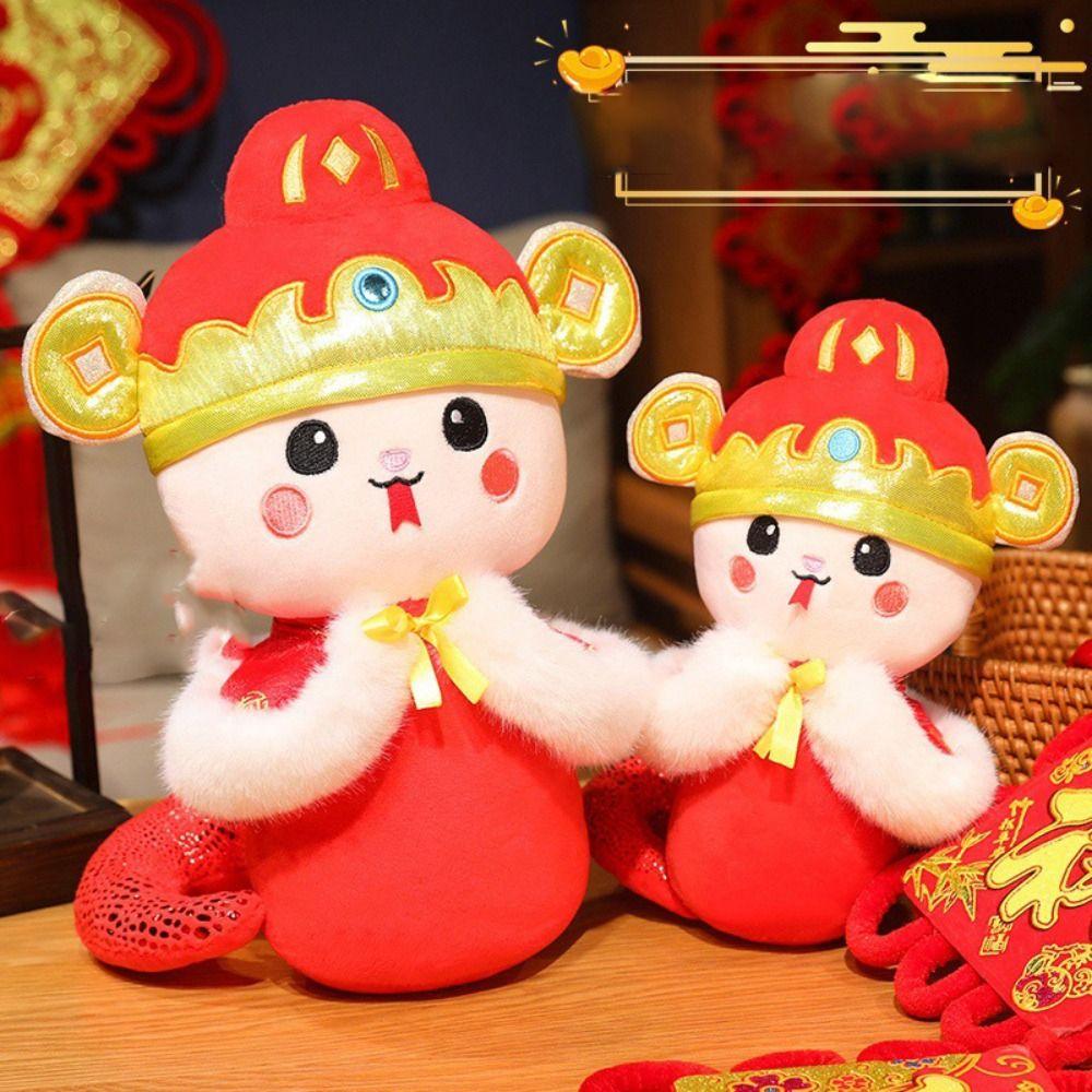 Good Luck Wealth Snake Year Mascot Toy Big Eyes Lucky Snake Doll Snake Year Plush Toy  Home Decor