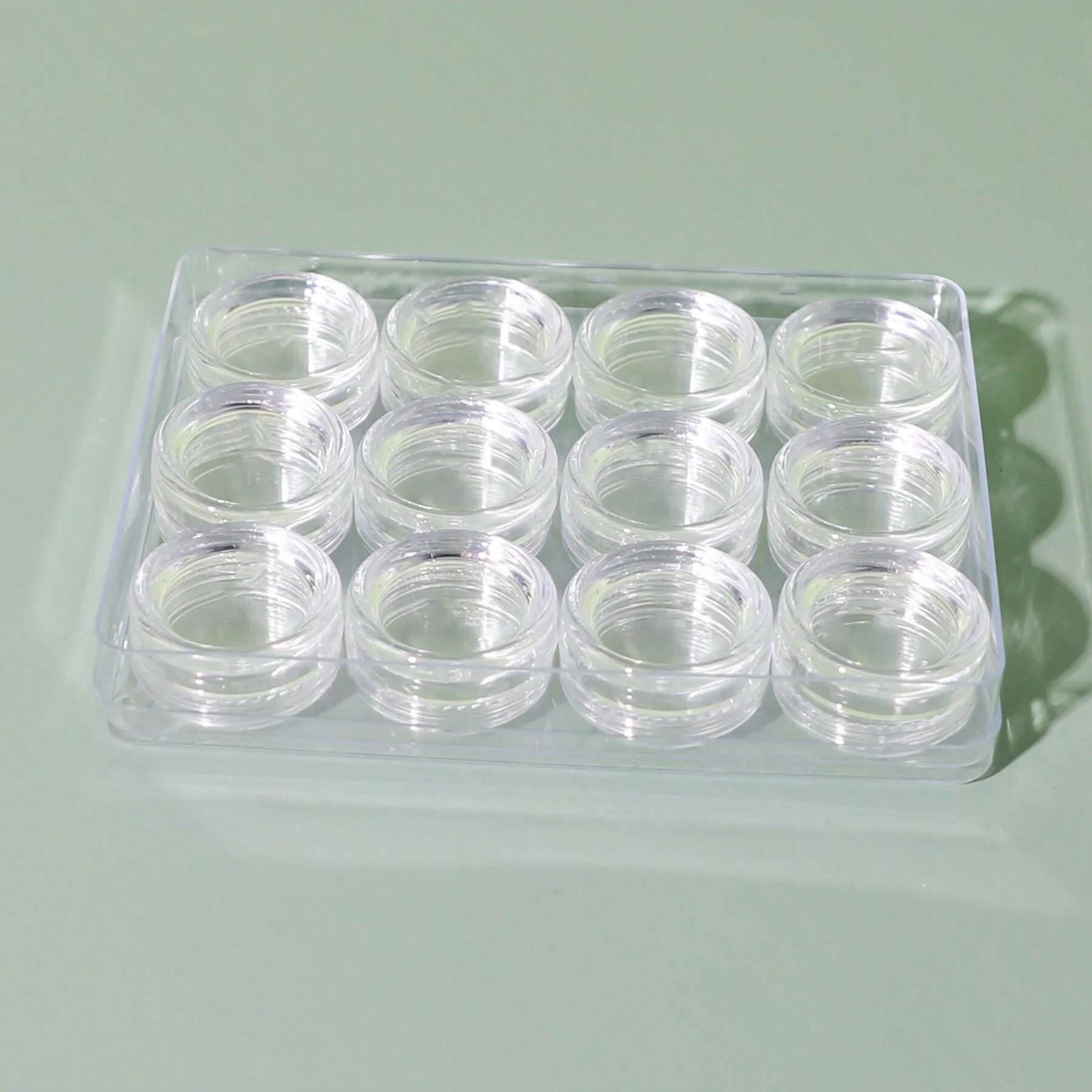 

13 шт.-Коробка для хранения макияжа 12-ячеечная коробка для хранения украшений для ногтей с 1 переносной, подходит для страз для ногтей, бусин, ювелирных бусин прозрачный