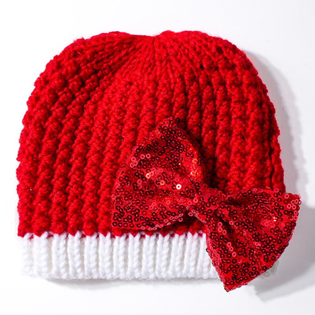 Christmas Holiday Baby Knit Hat: Cozy Warm Bow Design for Newborns, Autumn/Winter