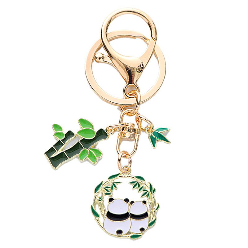 1PC Car Alloy Fashion New Cartoon Cute Panda Keychain Accessories Pendant DIY Bag