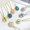 Titanium Steel Enamel  Necklace Openable Glazed Flower Choker Photo Locket Pendant Necklace  Girl