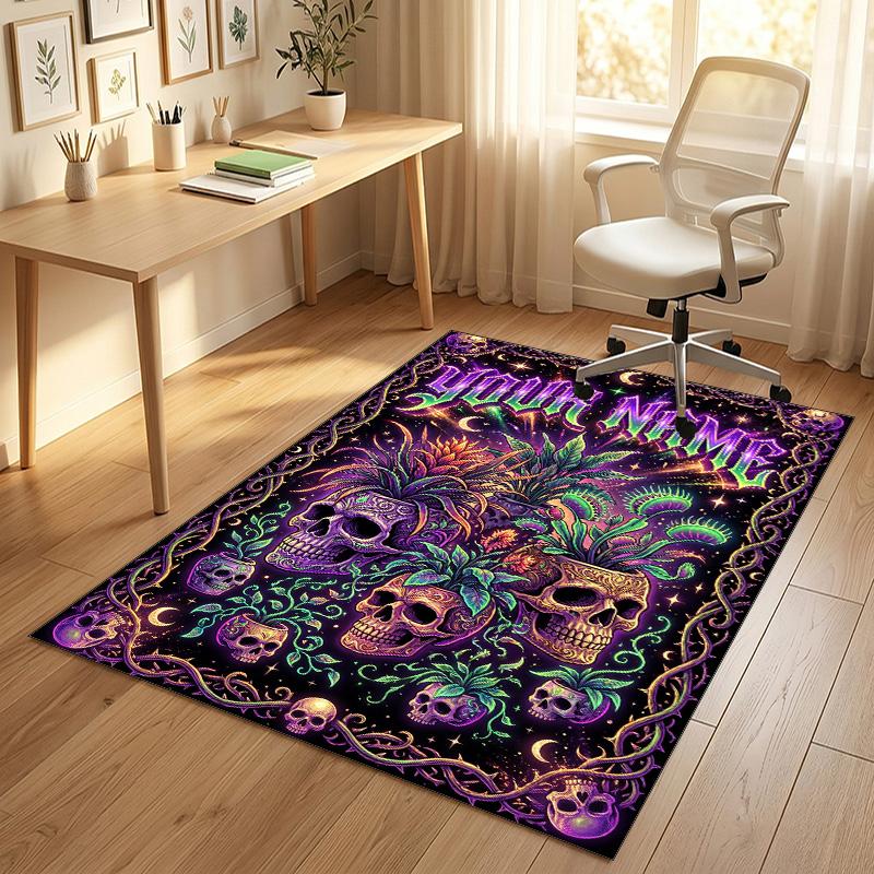 Celebration Party Theme Crystal Velvet Rug Personalized Custom Name Text Soft Floor Mat Home Decor
