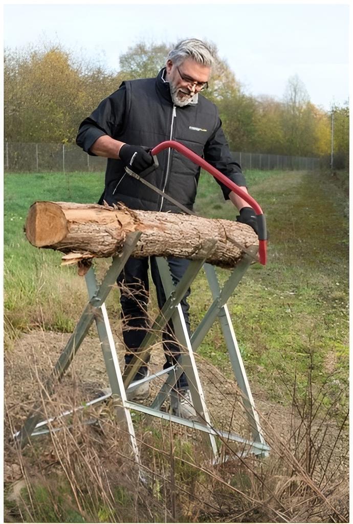 Metal trestle stand for cutting wood, adjustable trestle, 120 kg, steel