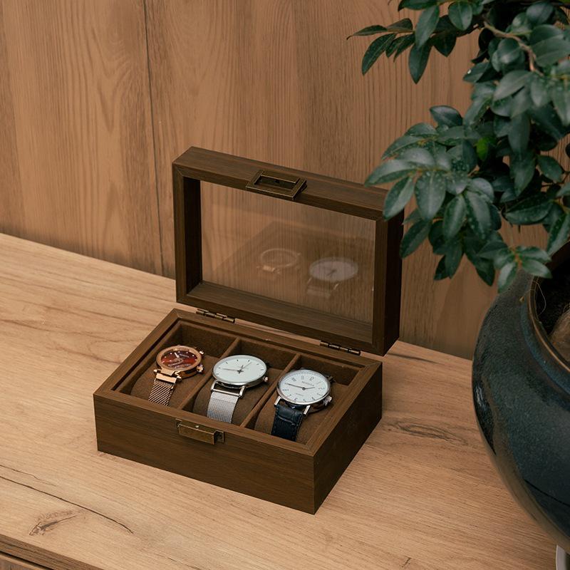 Retro Wood Grain Watch & Jewelry Storage Box - High-Grade Dustproof Display