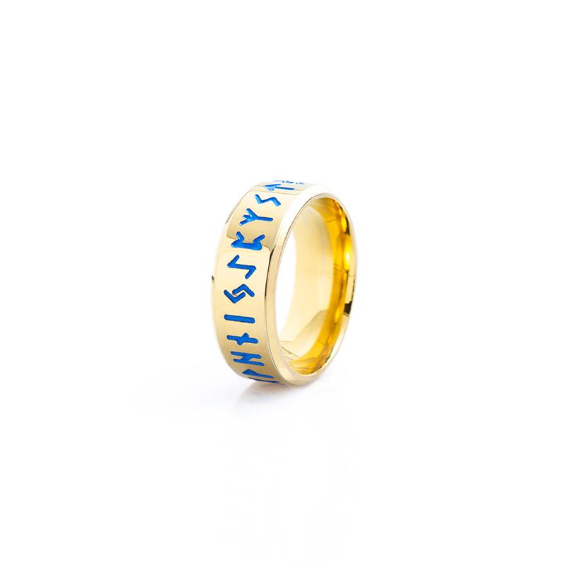 HERRE Ring Rustfritt Stål Mote Stil HERRE Dobbel Bokstav Rune Ord Odin Norse Viking Amulet RETRO Ringer Smykker