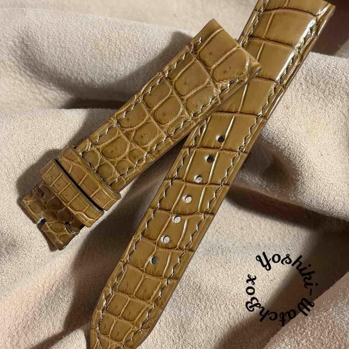 Used cro-2139 Crocodile watch strap coffee brown (lug width 21 mm - buckle width 18 mm)