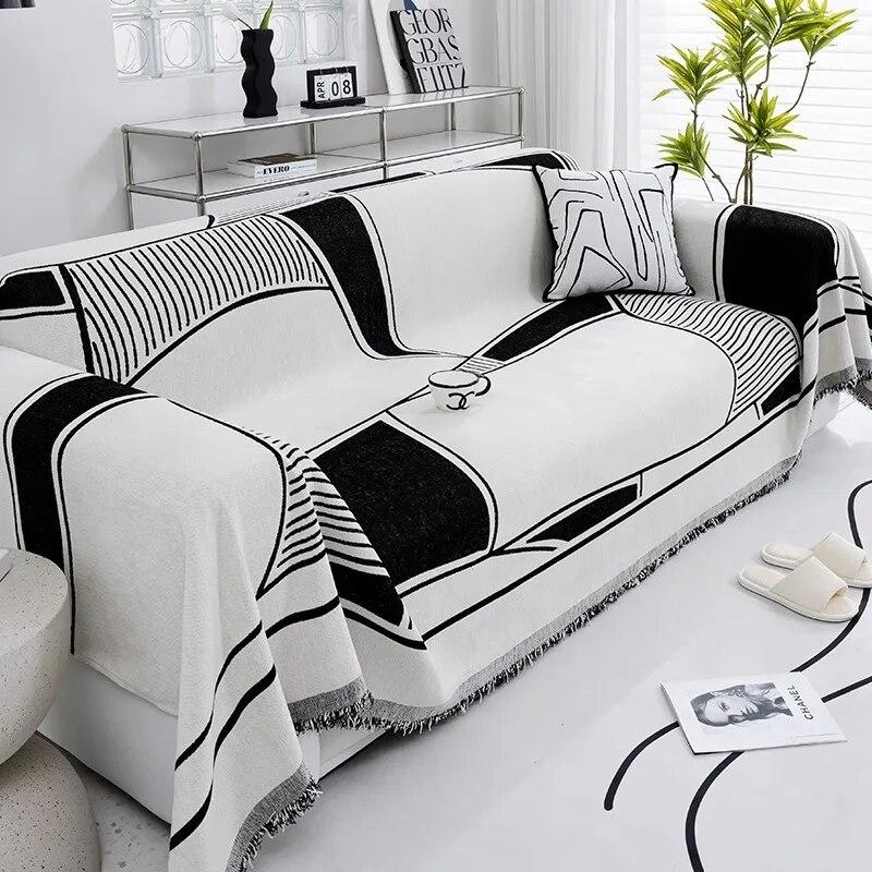 Nordic Tassel Throw Blanket Single Full Four Season Cotton Sofa Cover Dust Anti-cat Scratch Protection Cover Sofa Blanket Carpet