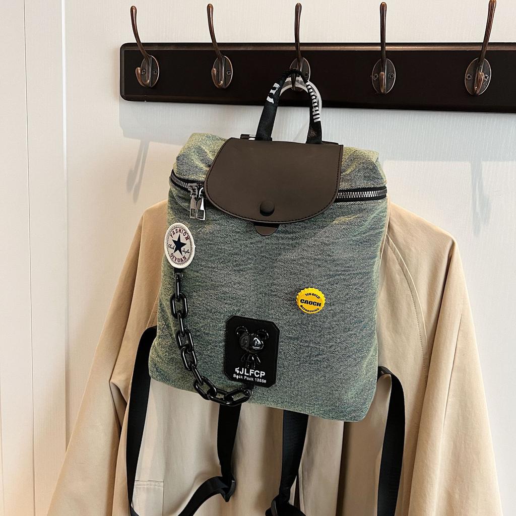New trendy retro solid color backpack fashion travel handbag niche design women's backpack