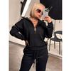 European and American Leisure Loose Half Zipper Hoodie Trousers Set Half Zipper Top and Pants Set