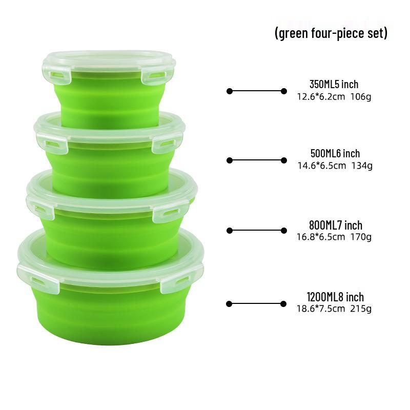 Portable Foldable Silicone Bento Box - Microwave Safe for Outdoor Meals
