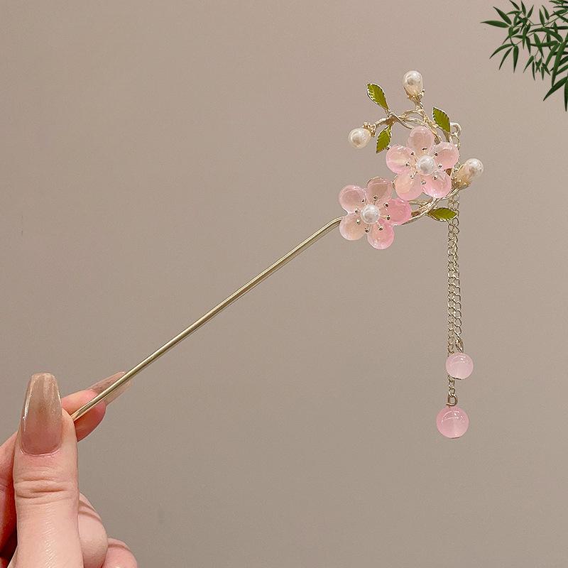 1Pc New Chinese tassel flower hairpin Chinese high-end female antique pan head hairpin hairpin Hanfu cheongsam hair accessories