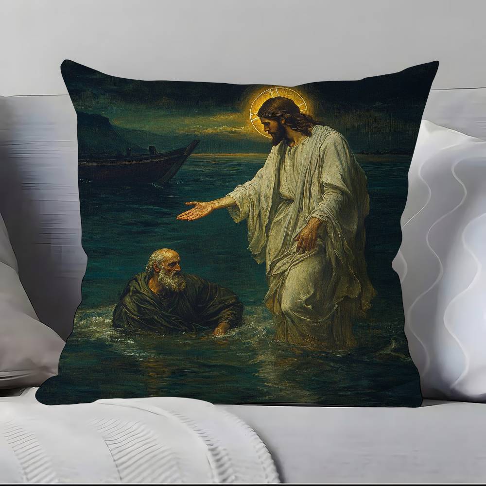 Anime J-Jesus Pillow Case Anti-dustmite Pillowcase Invisible zipper silky short plush Sofa cushion cover