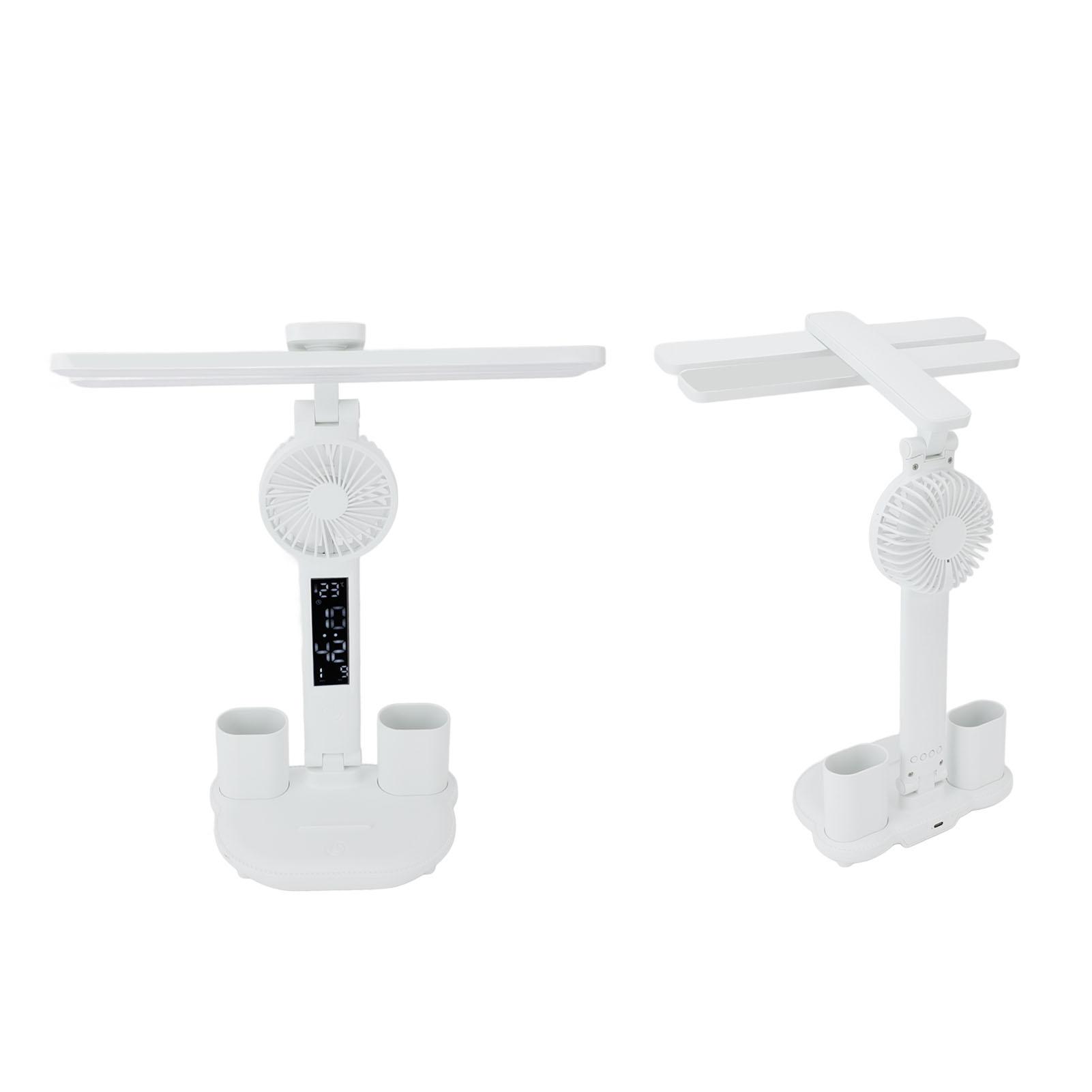 

Светодиодная настольная лампа с вентилятором, подставкой для ручек, термометром, часами, датой, бесступенчатой регулировкой яркости, регулируемым освещением