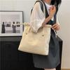 Casual Solid Color Large-capacity Textured Tote Bag 2025 New Shoulder Bag Student Casual Cloth Bag Ins Niche Bag