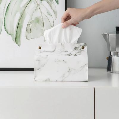 Schicke Taschentücherbox Behälter PU-Leder Marmormuster Zuhause Auto Handtuch Serviettenpapier Spender Halter Box Case Tischdekoration