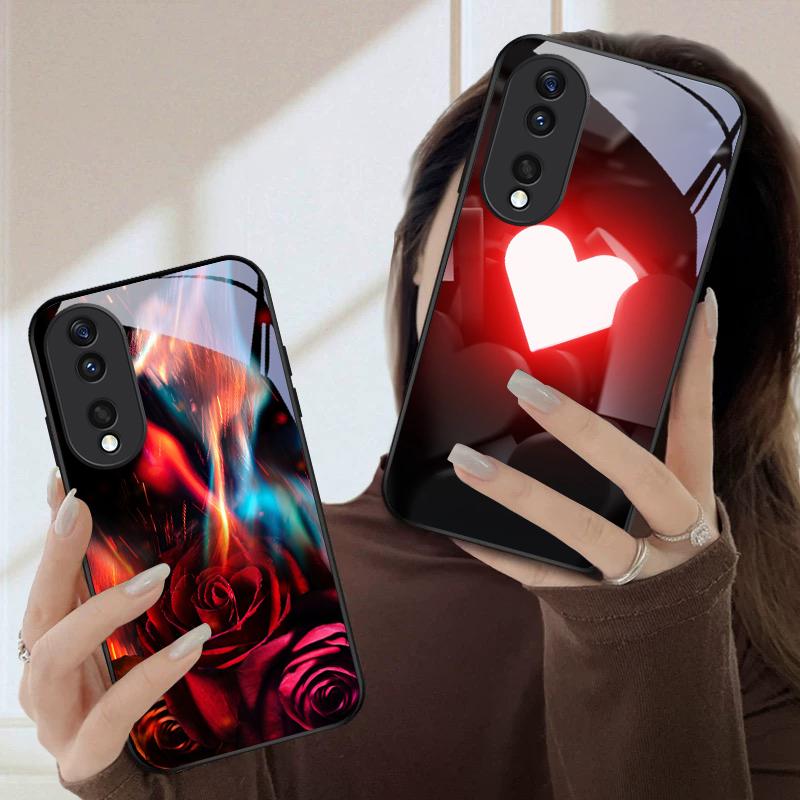 Brilliant Flame Rose For Honor Magic 4 5 6 Pro 7 X6 X9c X9 X6b X8 X9b X5b X8b 30 Pro+ 50 Pro 70 90 200 Lite Glass Phone Case