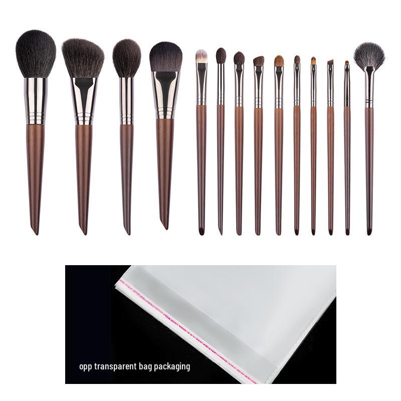 

14-Piece Animal Hair Makeup Brush Set: Includes Eyeshadow, Blush, and Foundation Brushes. Portable Essential Tools for Full Makeup Application.