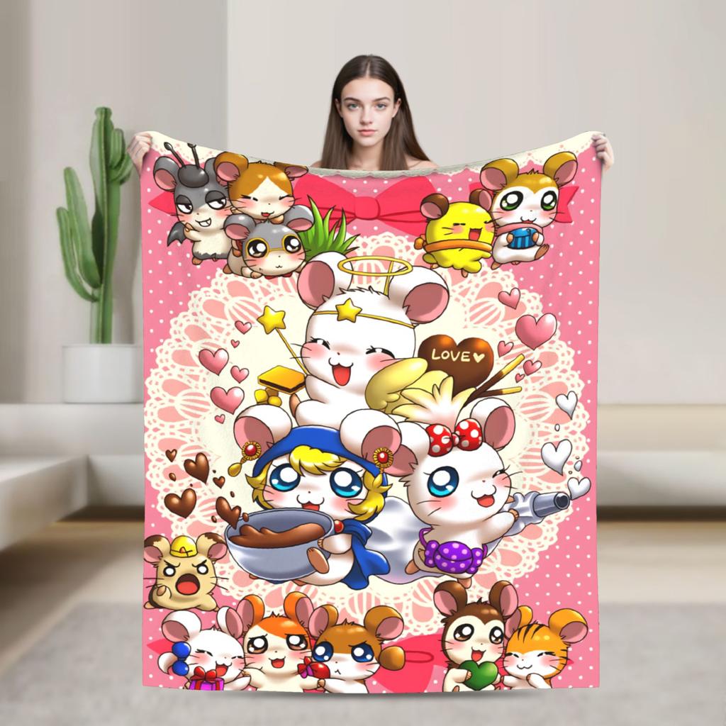 Adventure Story Hamtaro Blanket Super Warm Novelty Plush Bedding Throws For Bedroom Airplane Travel Flannel Bedspread Bed Cover
