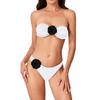 Women's Soild Color 3D Floral Split Top Fashionable Beach Bikini Swimsuit