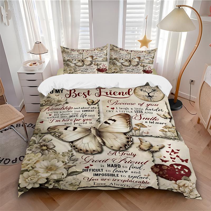 3pcs Friendship's Depth Bedding Set, Including 1 Quilt Cover and 2 Pillow Shams, Without Filling, Soft and Comfortable Home Bedroom Fabric