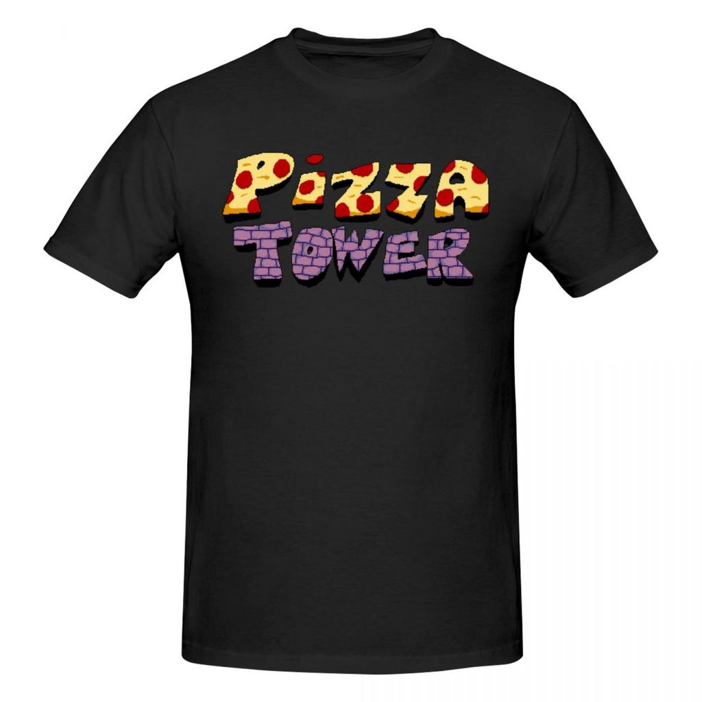 Unisex Pizza Tower Game Logo T Shirt Vintage Plus Size Cotton Sleeve Tee Shirt