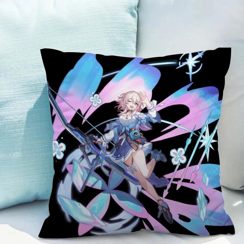 Honkai Star Rail X Cushions Covers Double-sided Printing Cushion Cover X Short Plush Decoration Living Room Car Sofa