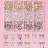 12-Grid Gold 3D Bow Nail Art Decorations