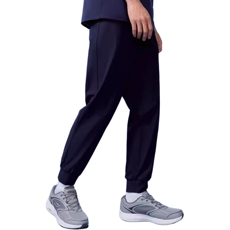 Skechers Solid Color Mid Waist Loose Fit Cuffed Knit Sports Pants Men Bottoms Navy-Blue L224M052-00DU