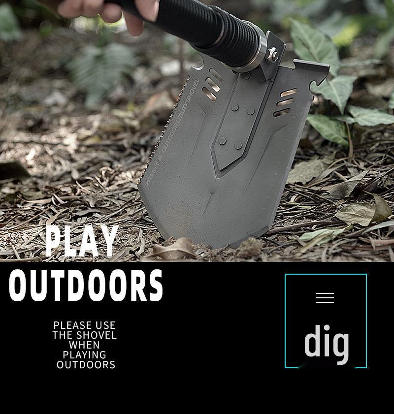 Outdoor Multifunctional Entrenching Tool: Thickened Fishing, Military Shovel for Chopping, Sawing, and Camping