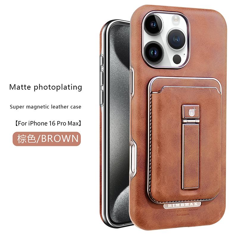 

Роскошный кожаный чехол для iPhone 16 Pro Max, защитная откидная задняя крышка с держателем для карт и подставкой для iPhone 16 15 14 13 12 Pro Max 16Pro 15Pro iPhone 13 Pro Max светло-коричневого