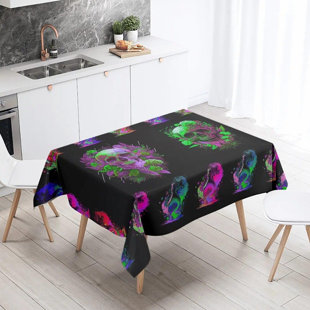 Magic Bottle Colorful Skull Tablecloth Home Decor Stain Resistant Waterproof Table  Rectangular Kitchen Fireplace Tops