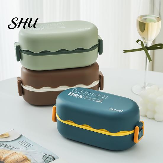 Lunch Food Box Bento Waterproof Good Sealing Double Layer Large Capacity Multifunction School Kids Container with Spoon Daily Use Storage