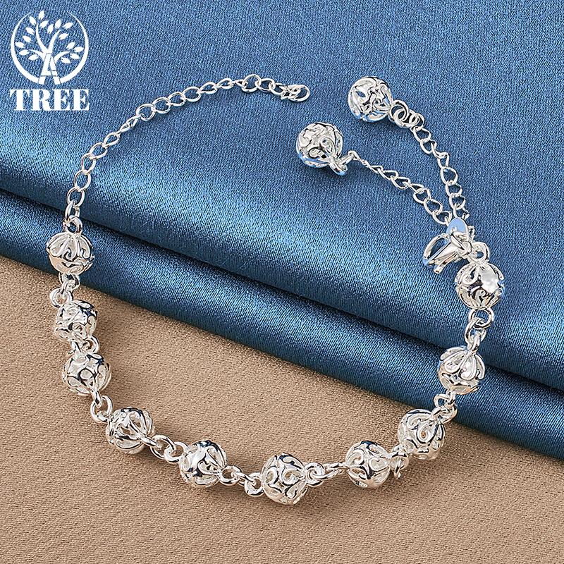 925 Sterling Silver 8mm Hollow Ball Bratara Bijuterii