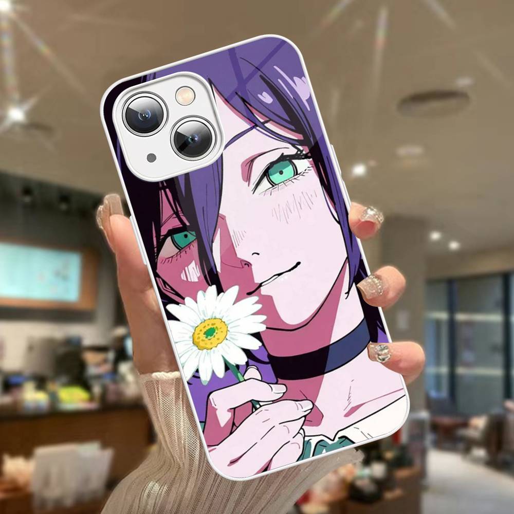 Action Anime Chainsaw Man Reze Arc Gehärtetes Glas Für Iphone 14 13 12 11 Pro Mini XS MAX 14Plus X XS XR Hülle