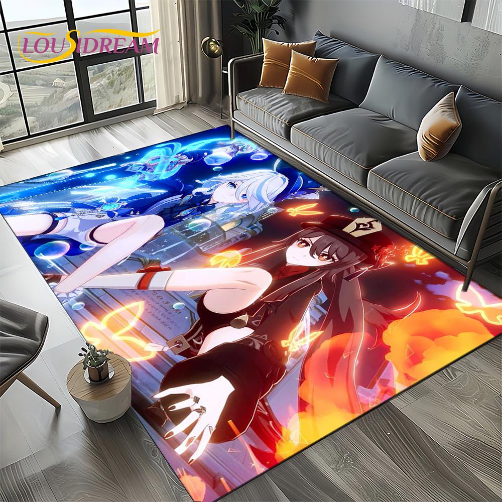Nowy Dywanik Kreskówkowy Solo do Gier Genshin Impact do Salonu Sypialni Dekoracja Domowa Sofa, Mata Podłogowa Antypoślizgowa do Zabawy dla Dzieci