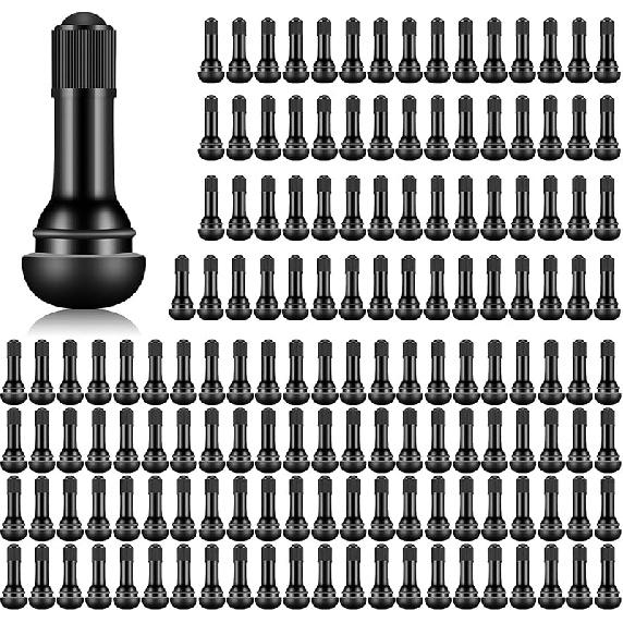 100 Pieces TR412 TR413 TR414 Tire Valve Stems Rubber Black Rubber Snap-In Valves,Tubeless Valve Stems Suit For 0.453 Inch Rim Holes On Standard