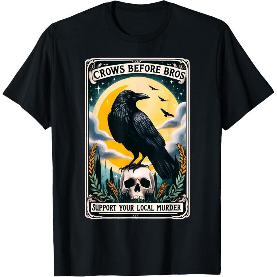ZAANU Crows Before Bros Support Your Local Murder Tarot Card T-Shirt S