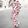 Men All Over Butterfly Floral American Flag Print Long Sleeve Sweatshirt And Drawstring Jogger Pants Two Piece Suit