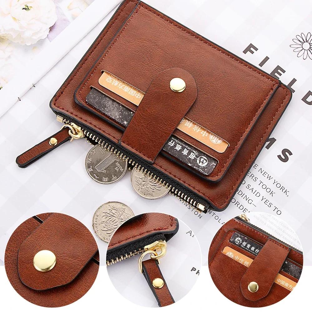 Men Fashion Male Slim Leather Wallets Credit ID Card Holder Wallet with Coin Pocket Luxury Brand Designer Brown Business Purse