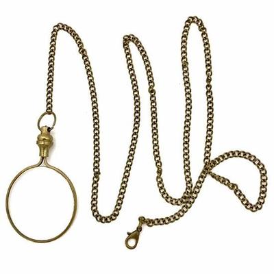 Lupe Massive Messing-Taschenlupe mit verschließbarer Clipkette Messinglupe Monokel