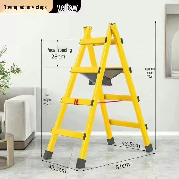 Thickened Carbon Steel Folding A-frame Ladder: Multi-purpose for Household, Electrician, Welding, Decoration, and Engineering.