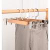 Nature  Solid Wood Deluxe Wooden Pants Hangers Bottom Hanger Jeans Hanger Skirt Hanger with 2-Adjustable Clips Anti-Rust Hook
